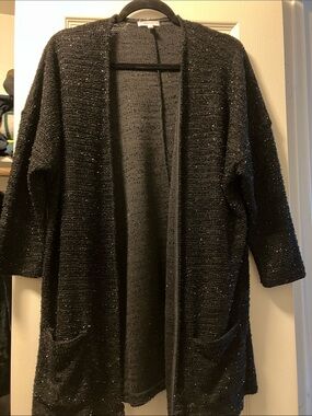Maurices Black Sparkle Open-Front Cardigan